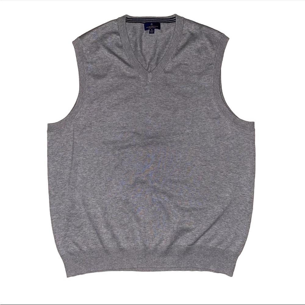 Books Brothers Sweater Vest V-Neck Mens XL Supima Cotton Layering Soft Gray